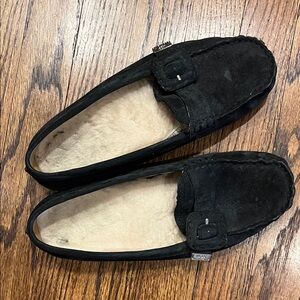 UGG Black Suede Loafers with Buckle